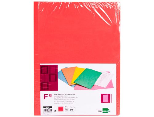 Classificadores liderpapel folio vermelho pastel 180g/m2 , Liderpapel , 10431 , 8423473898127